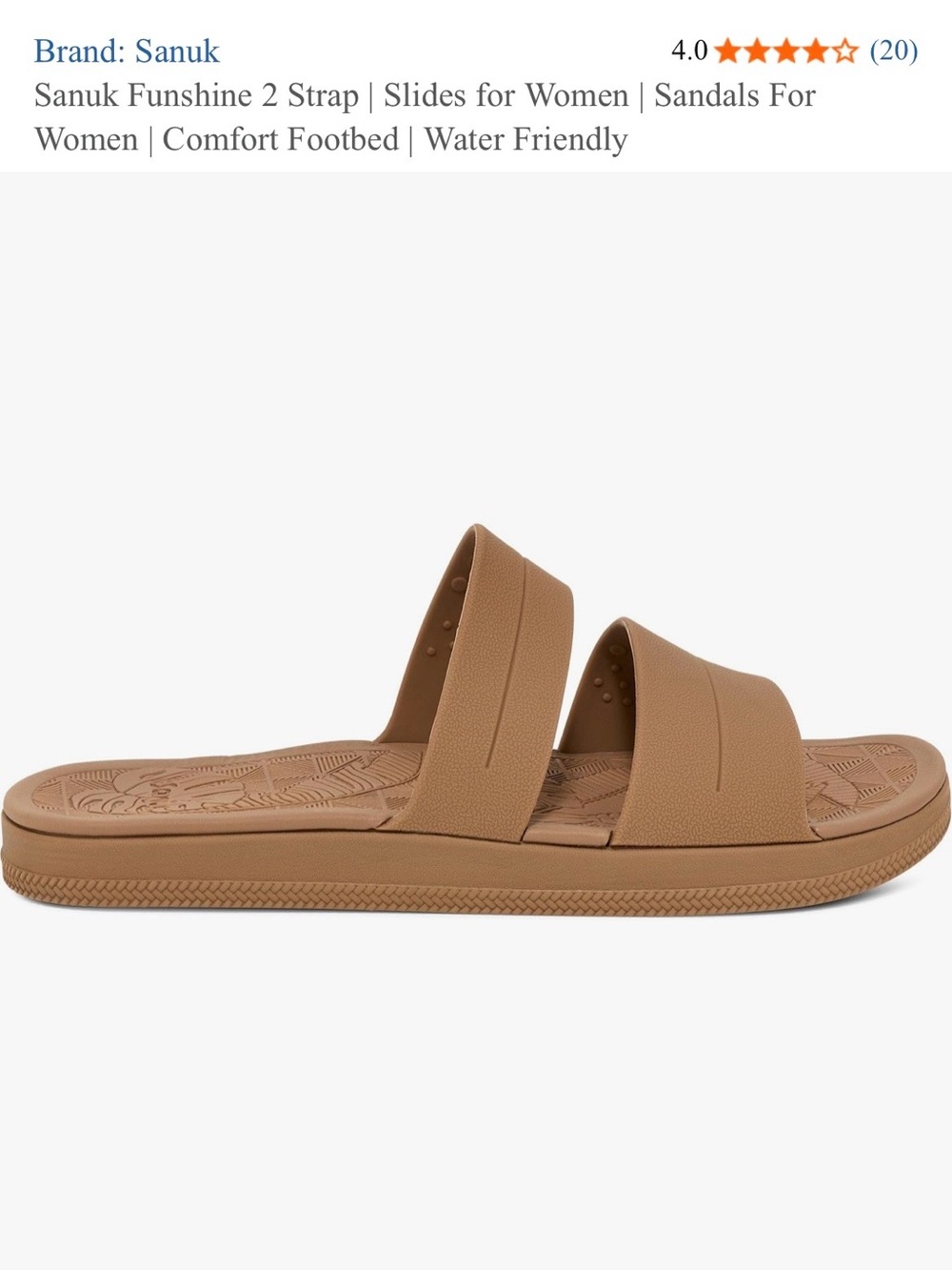 Sanuk Funshine 2-Strip Slide Sandals in Tan